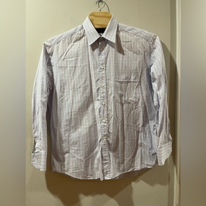 Canali Men's Blue Red‎ And Brown Plaid Dress Shirt L/43-17